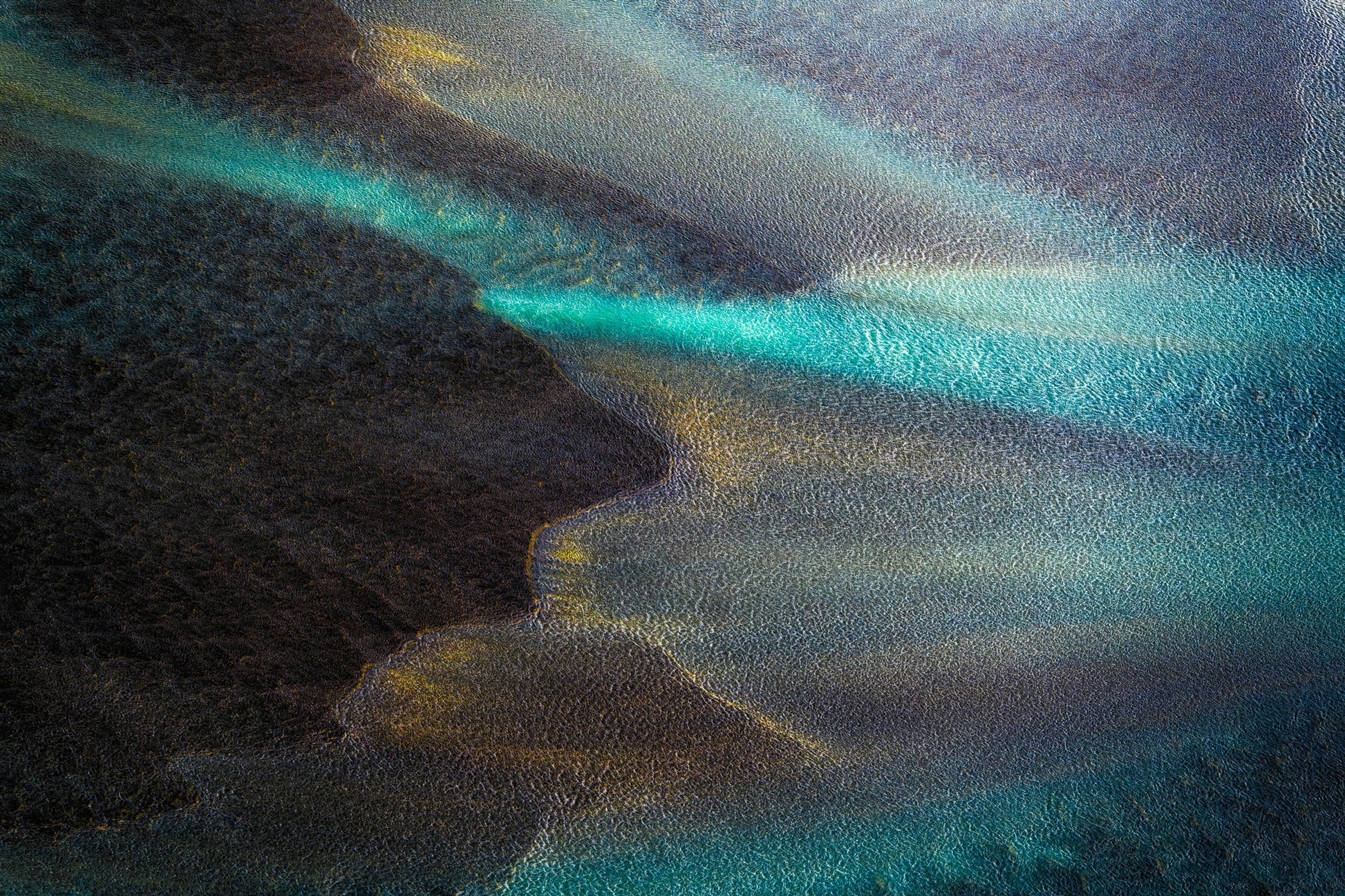 Abstract underwater scene with light filtering through water